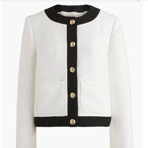 J Crew Factory Tweed‎ Lady Jacket | Cream & Black | Chic Classic - Size 14